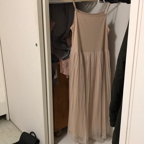 Nude Lace Top Sleeveless Tulle Maxi Dress - Picture 5 of 7